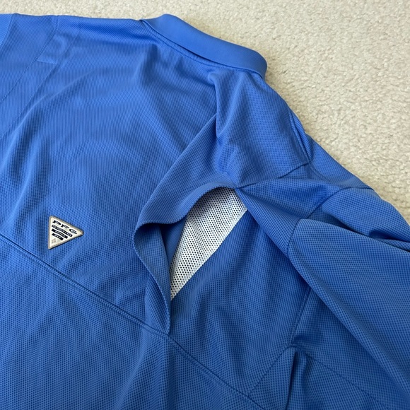 Columbia PFG Omni-Shade Blue Short Sleeve Mesh Lined Mens X-Large Fishing Polo - Picture 11 of 11